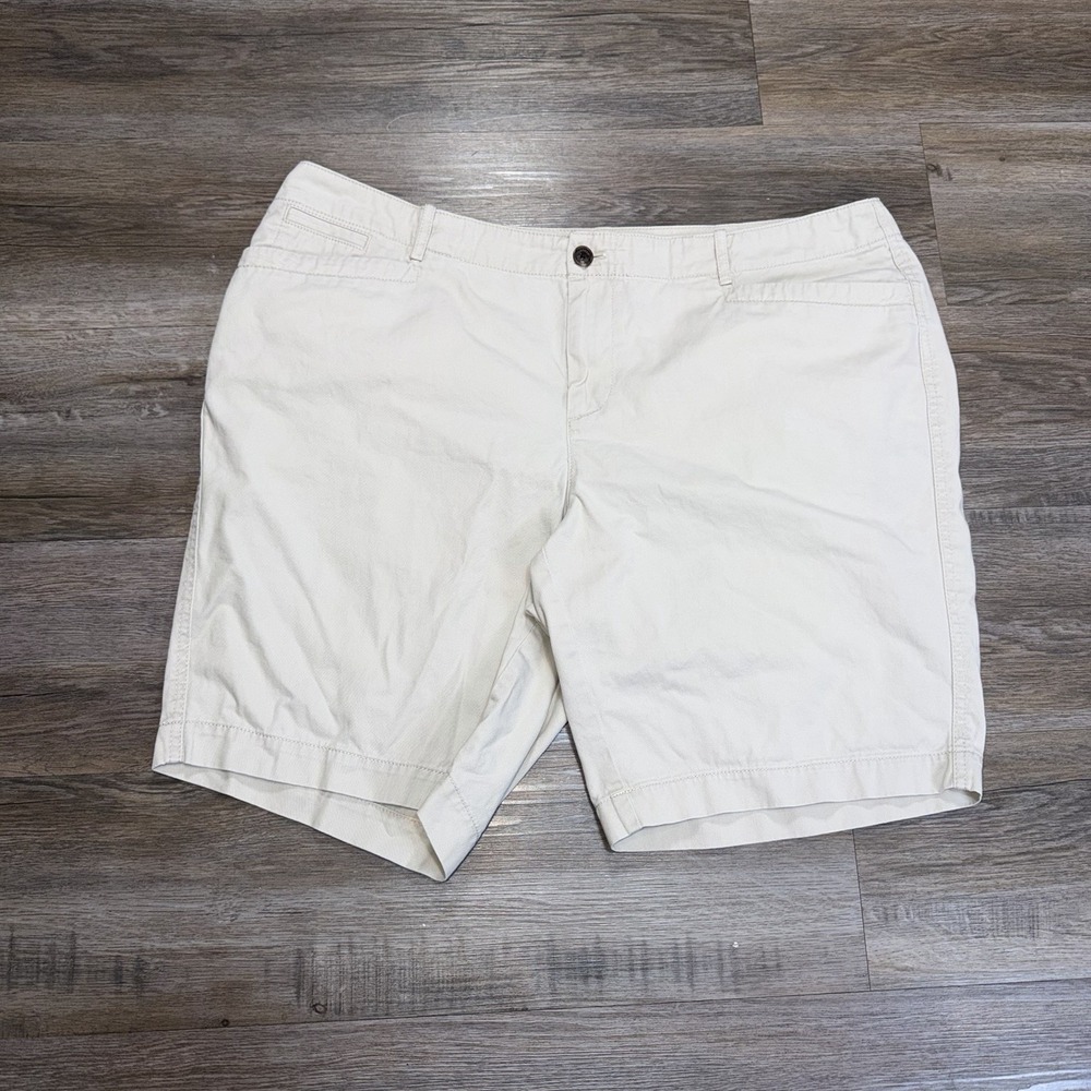 VTG Lauren Ralph Lauren Casual Beige Khaki Chino Utility Shorts Womens 16W